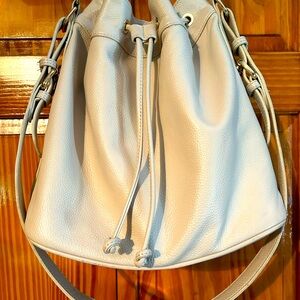 Ora Delphine Claire Bucket Bag Ivory Pebble Leather Handbag